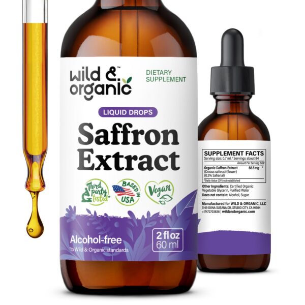 Gotas de azafrán orgánico Wild & Organic para ánimo y cerebro