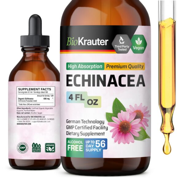 Gotas BIO KRAUTER equinácea soporte inmune natural 4 onzas