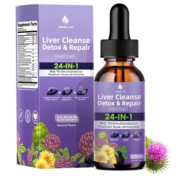 Version 1.0.0 Gotas Detox hepático Grewellogy 2 fl oz apoyo hígado natural