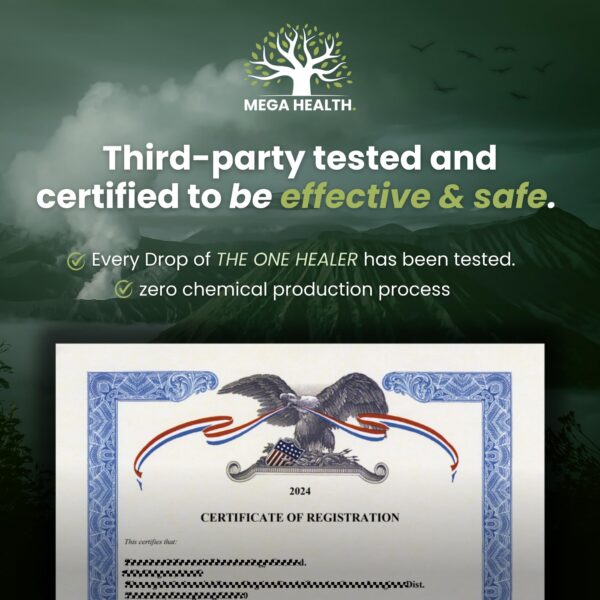 Gotas detox zeolita MEGA HEALTH vista lateral botella