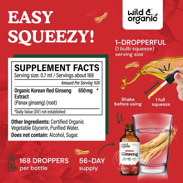 Gotas de extracto de ginseng panax rojo para apoyo inmunológico