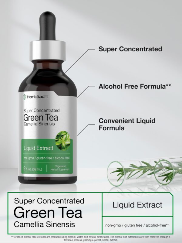 Gotas de extracto de té verde vegano sin azúcares añadidos