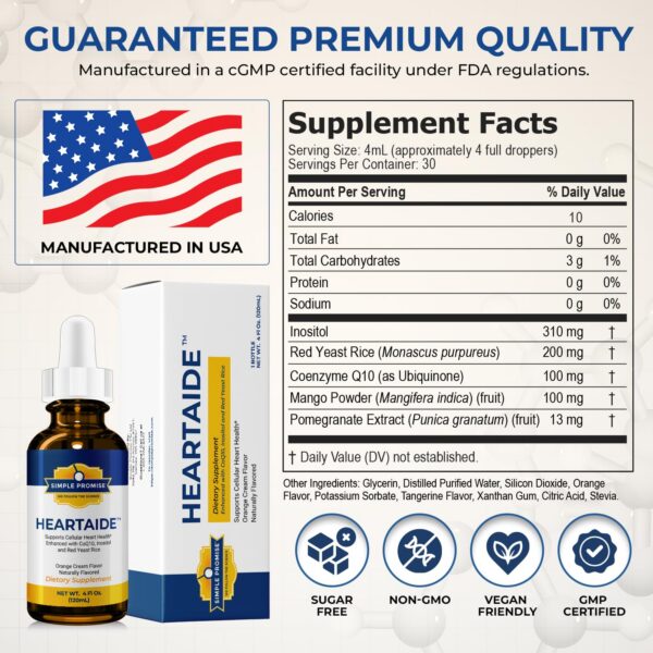 Gotas HeartAide con arroz de levadura roja y CoQ10 sabor crema de naranja