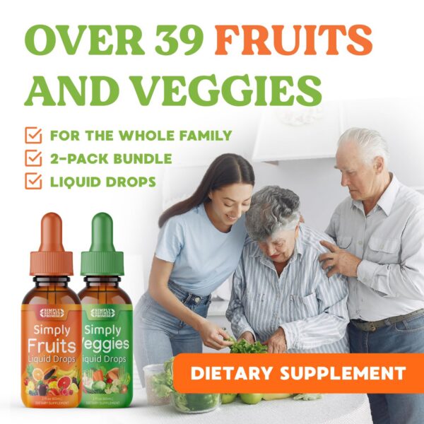 Gotas líquidas de frutas y verduras mostradas