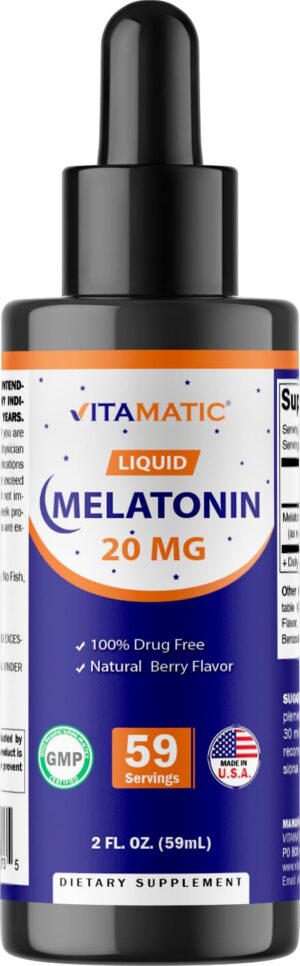 Gotas líquidas melatonina Vitamatic 20 mg sabor berries frasco 59 ml