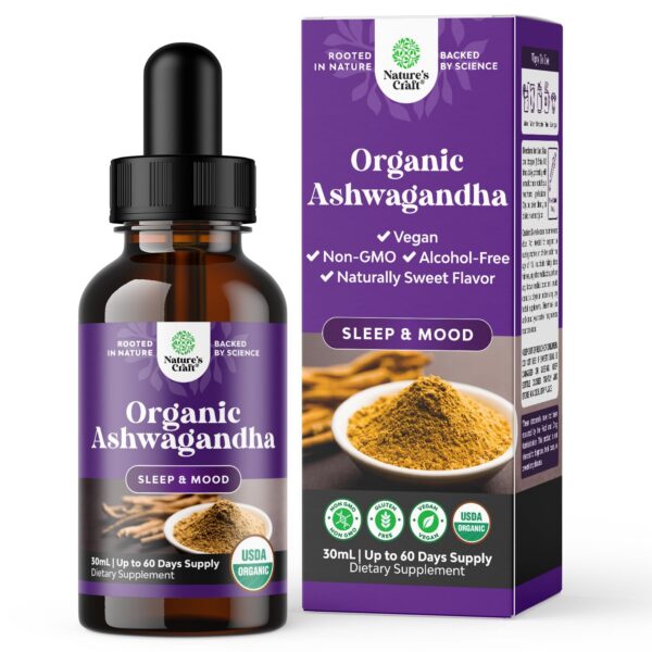 gotas líquidas orgánicas ashwagandha usda 30 ml