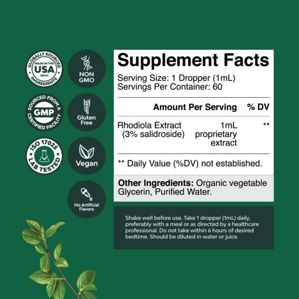 Gotas líquidas de Rhodiola Rosea 120 dosis