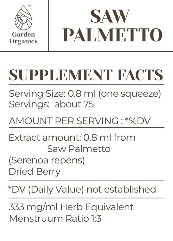 Version 1.0.0 Gotas líquidas Saw Palmetto 100% naturales Garden Organics