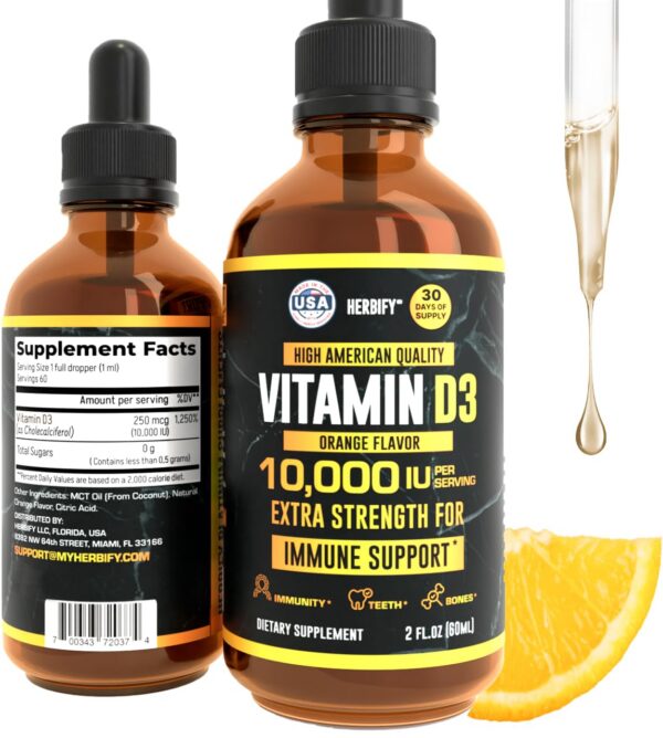 Version 1.0.0 Gotas líquidas vitamina D3 HERBIFY envase frontal