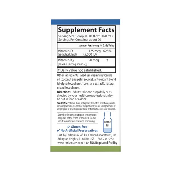 Gotas líquidas vitamina K2 para soporte huesos Carlson