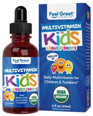 Gotas multivitamínicas orgánicas para niños - etiqueta