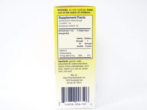 Gotas orales vitamina D Silarx para absorción de calcio en bebés