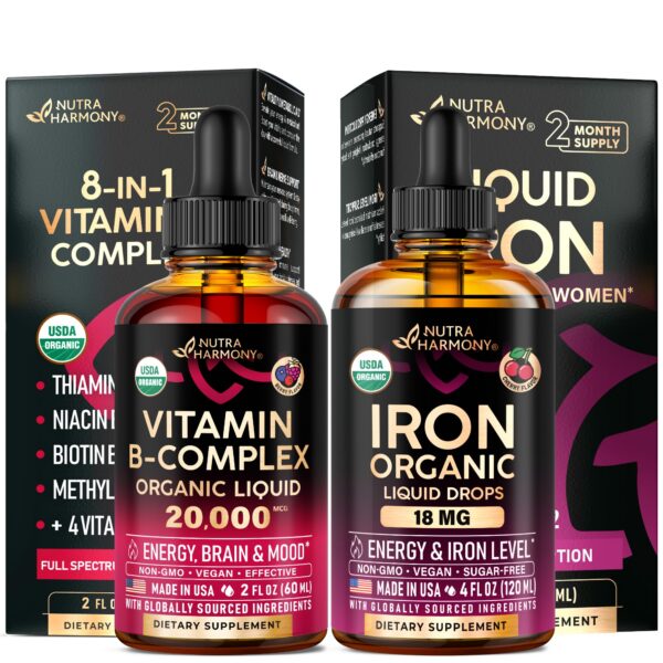 Gotas orgánicas Nutraharmony complejo vitamina B e hierro