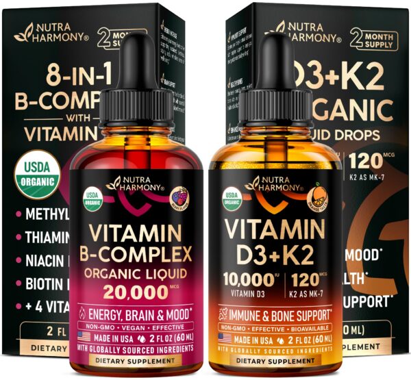 Gotas orgánicas vitamina B y vitamina D3 K2 Nutraharmony