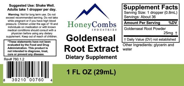 Frasco GoldenSeal extracto raíz orgánica 8 oz