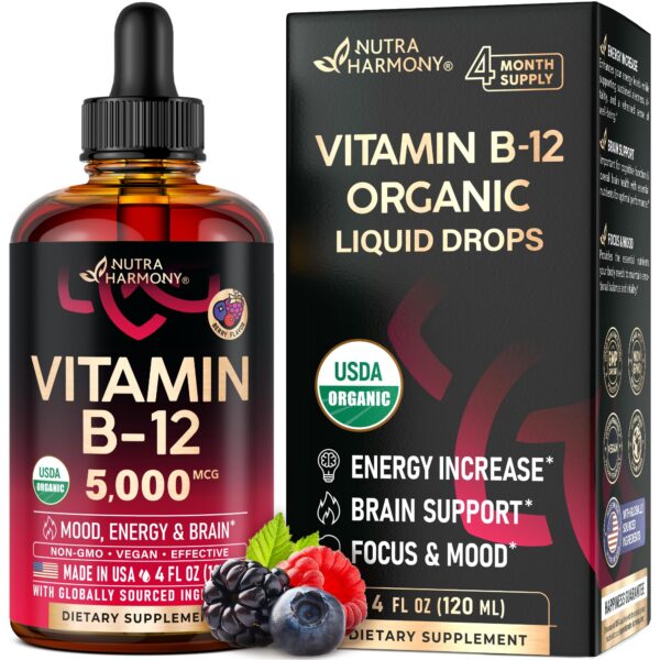 Gotas sublinguales vitamina B12 orgánica 5000mcg NUTRAHARMONY botella