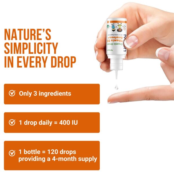 Gotas de vitamina d3 sin conservadores para bebés y niños pequeños