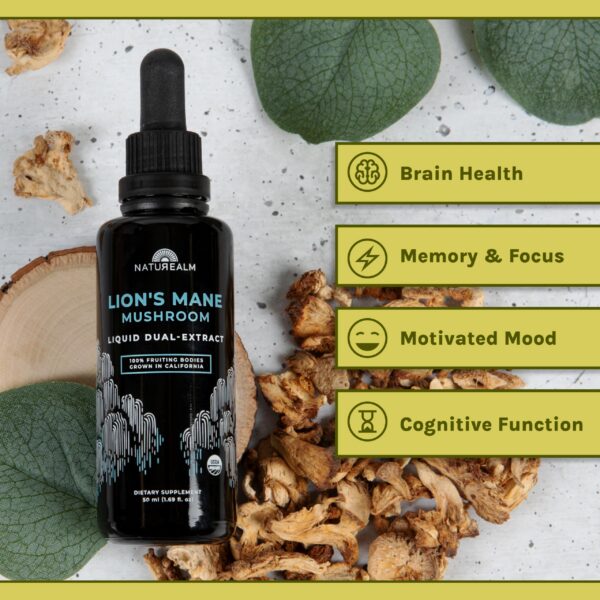 Extracto orgánico melena de león Naturealm frasco oscuro