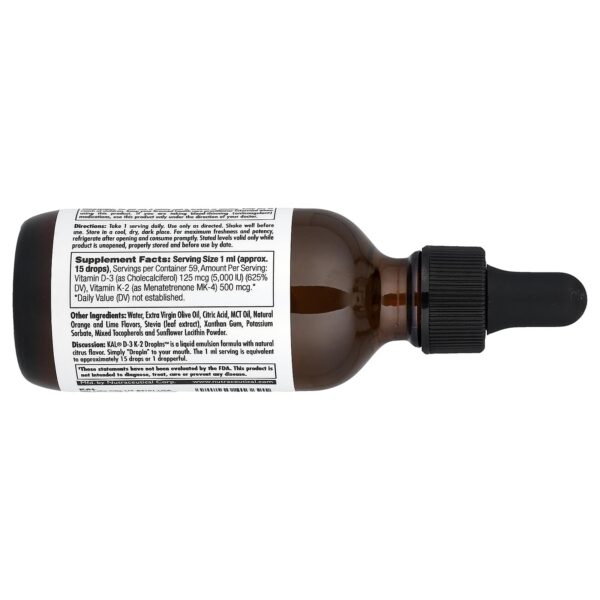 Gotero para gotas vitamina d3 k2 kal sabor naranja lima