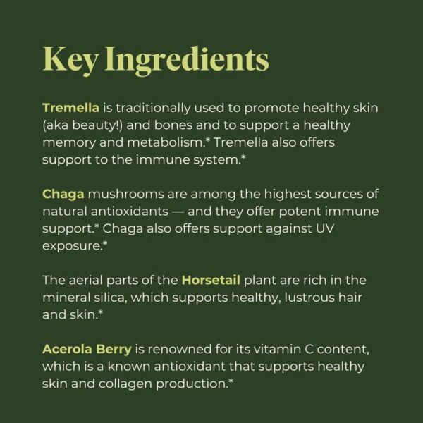 Gotero con suplemento de hongos orgánicos Tremella y Chaga