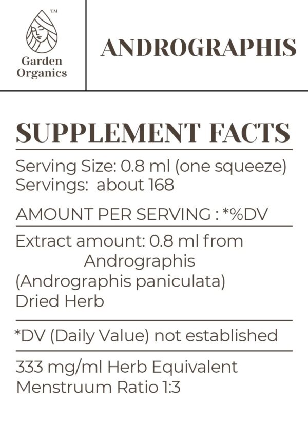 Version 1.0.0 Gotero tintura andrographis sin alcohol Garden Organics
