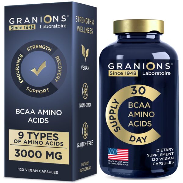 Frasco de Granions Essential Amino Acids - vista frontal