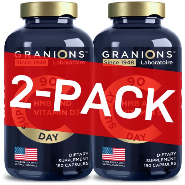 Version 1.0.0 Botella de suplemento Granions HMB y Vitamina D3 para músculos