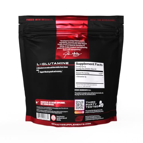 Etiqueta del frasco Granite Supplements L-glutamina
