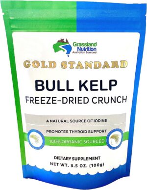 Etiqueta frontal Grassland Nutrition Bull Kelp Crunch