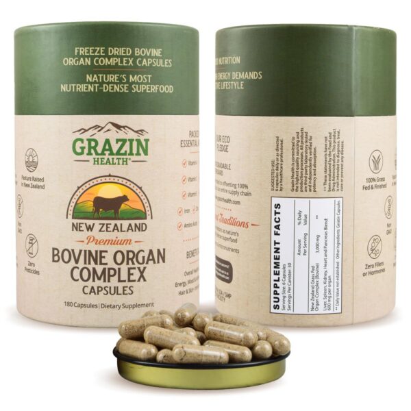 Frasco de GRAZIN HEALTH Grass Fed Bovine Organ Complex