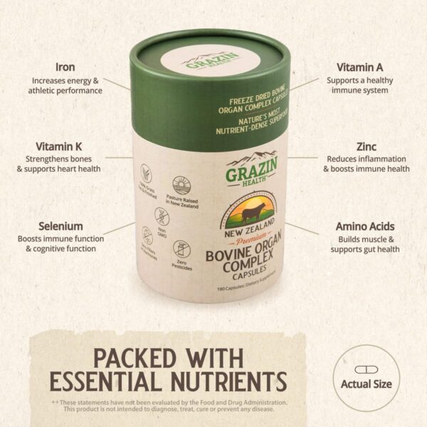 Cápsulas del complejo de órganos bovinos GRAZIN HEALTH