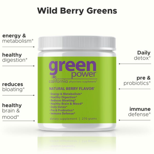 Frasco Green Power Greens sabor bayas