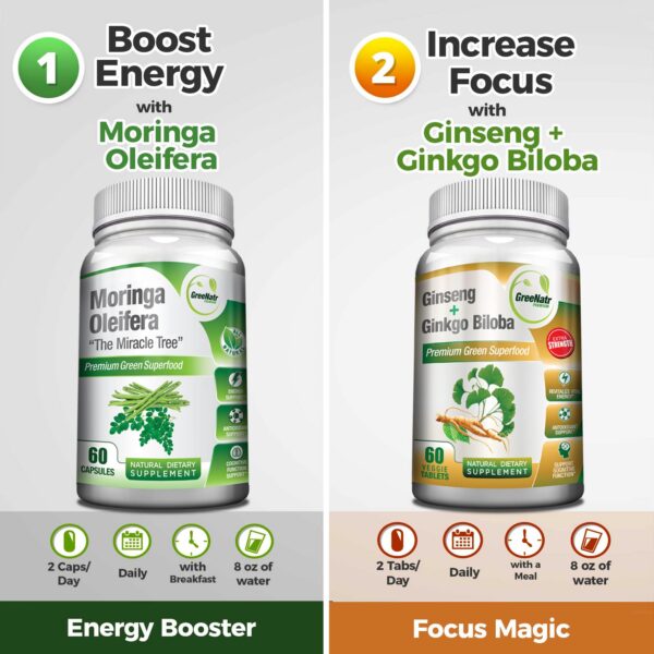 Cápsulas de Moringa GreeNatr para soporte inmunológico y antioxidantes