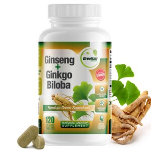 GreeNatr suplemento ginkgo biloba y ginseng rojo 120 tabletas