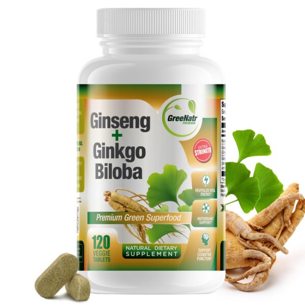 Version 1.0.0 GreeNatr suplemento ginkgo biloba y ginseng rojo 120 tabletas