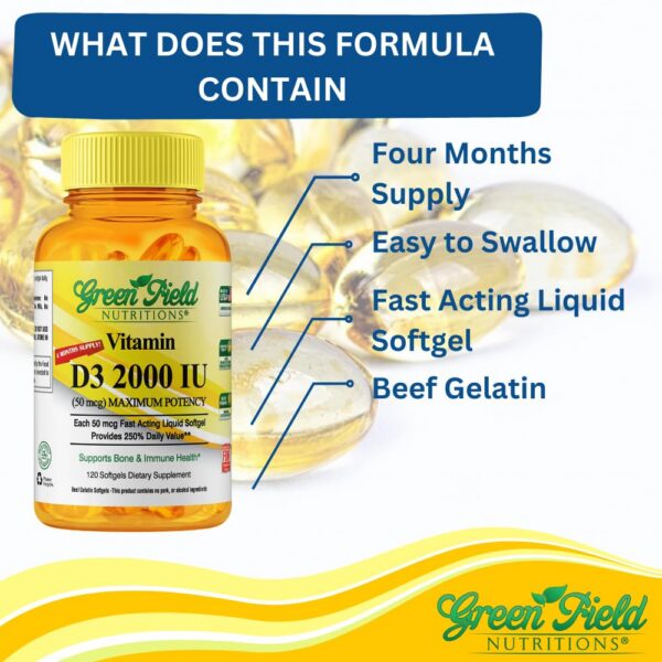 Version 1.0.0 Greenfield Nutritions vitamina D3 softgels mini tamaño