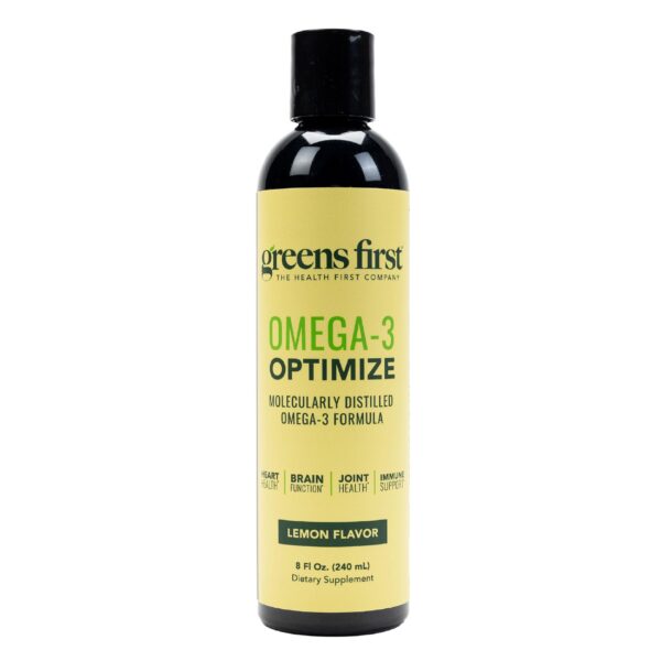Version 1.0.0 Botella Greens First Omega-3 Optimize con etiqueta