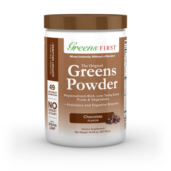 Polvo de superalimentos Greens First en envase