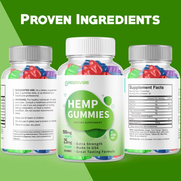 Empaque de Greenvibe Gummies cáñamo