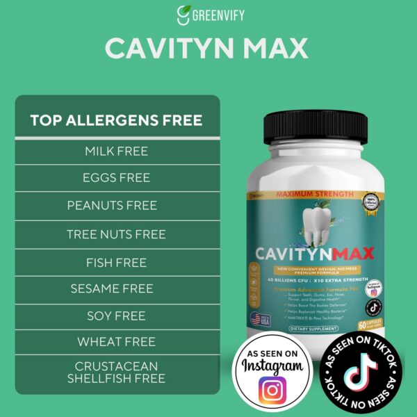 Cápsulas probióticas de GREENVIFY Cavityn Max