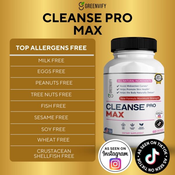 Tabla de ingredientes de Cleanse Pro Max