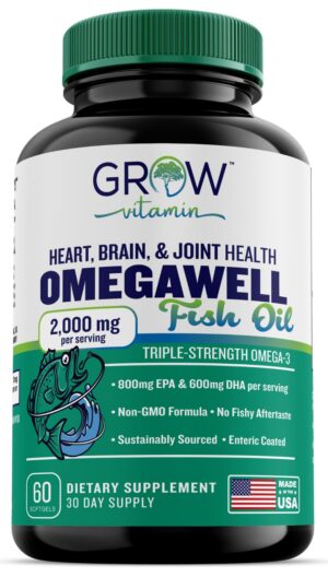 Frasco frontal de grow vitamin omega-3