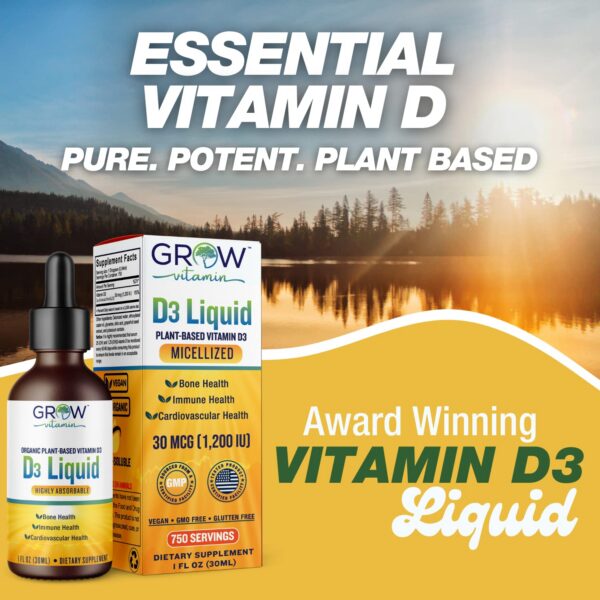 Etiqueta Grow Vitamin D3 líquida