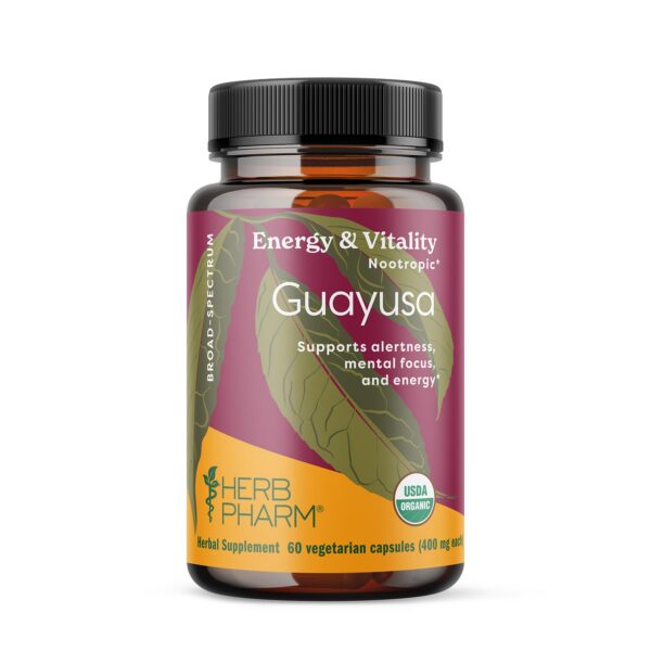 Cápsulas nootrópicas Guayusa Herb Pharm enfoque energía