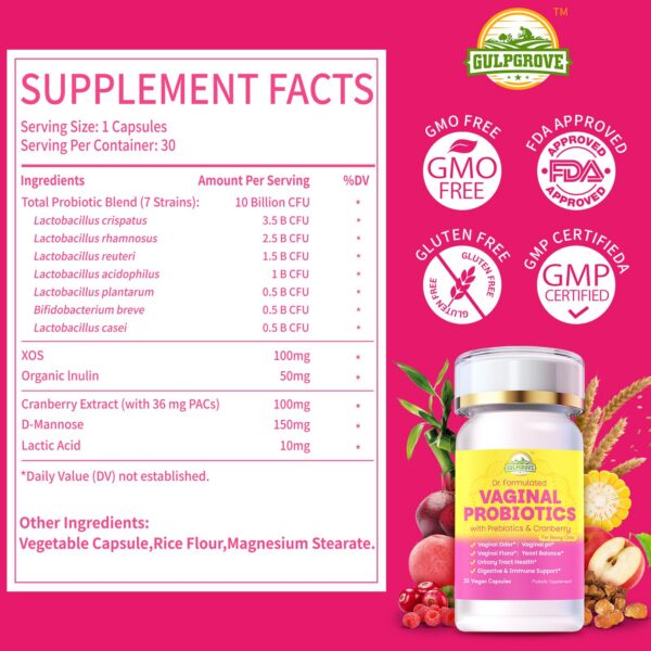 Etiqueta del frasco GulpGrove Probióticos Vaginales