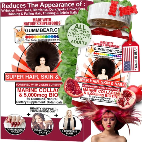 GummBear gomitas Hair Skin Nails frente