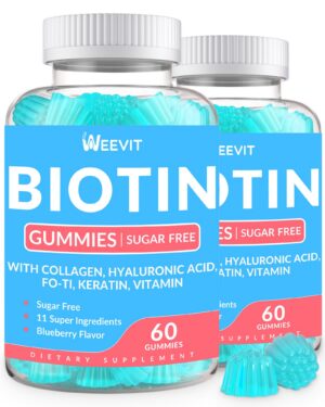 Gummies sin azúcar biotina 10000mcg con colágeno y ácido hialurónico