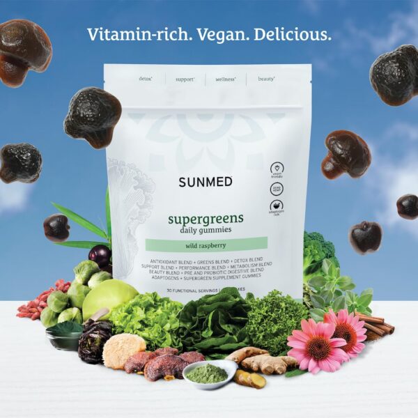 Version 1.0.0 Gummies de Supergreens con sabor a frambuesa