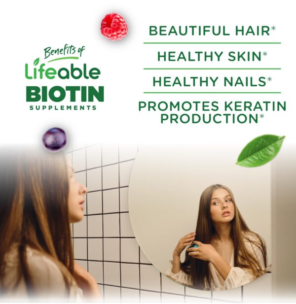 Gummies veganas biotina Lifeable para piel, cabello y uñas