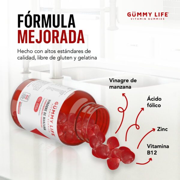 Version 1.0.0 Etiqueta de Gummy Life vinagre sidra manzana
